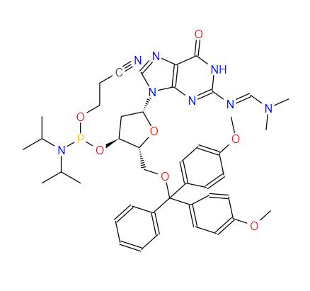 CAS:330628-04-1丨N4-(DIMETILAMINO)METILENO)-5'-O-(DIMETHOXITRITIL)-2'-DEOXYGUANOSINE-3'-N,N- FOSFORAMITITA DE DIISOPROPIL (CIANOETIL).